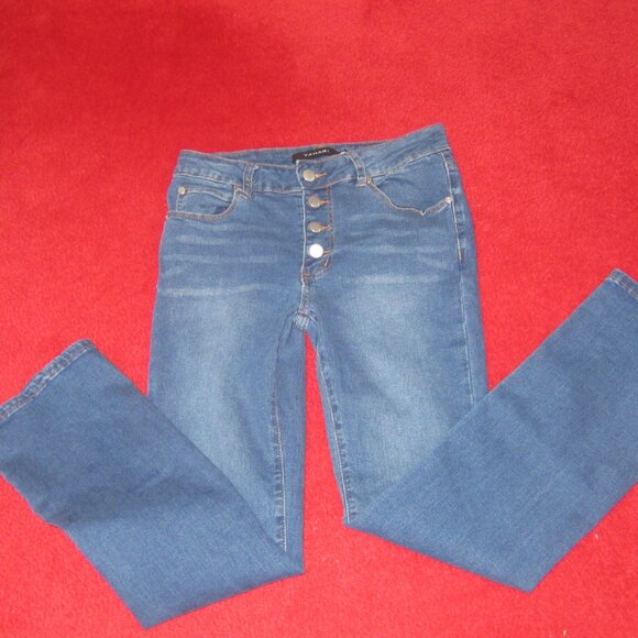 TAHARI Women's Jeans Size 8/29 High-rise Slim Straight Stretch Button Front - Picture 5 of 11